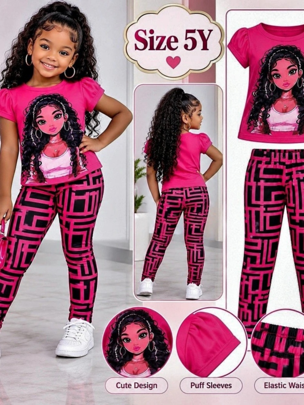 Girls Geometric Two-Piece Set Size 5Y Like New